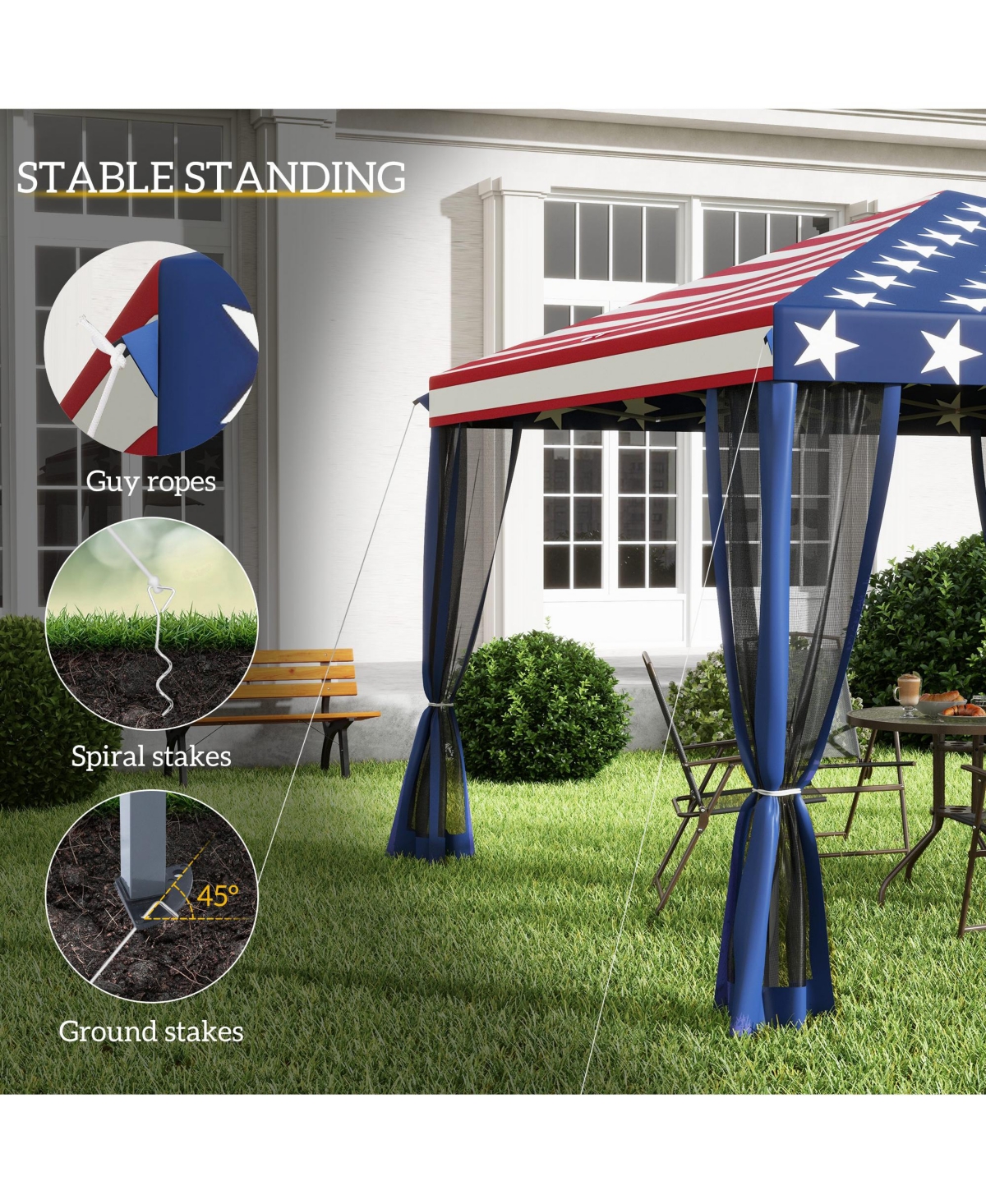 Large Pop-up Vendor Canopy w/ Long-Lasting Durability & Uv Sun Protection Flag
