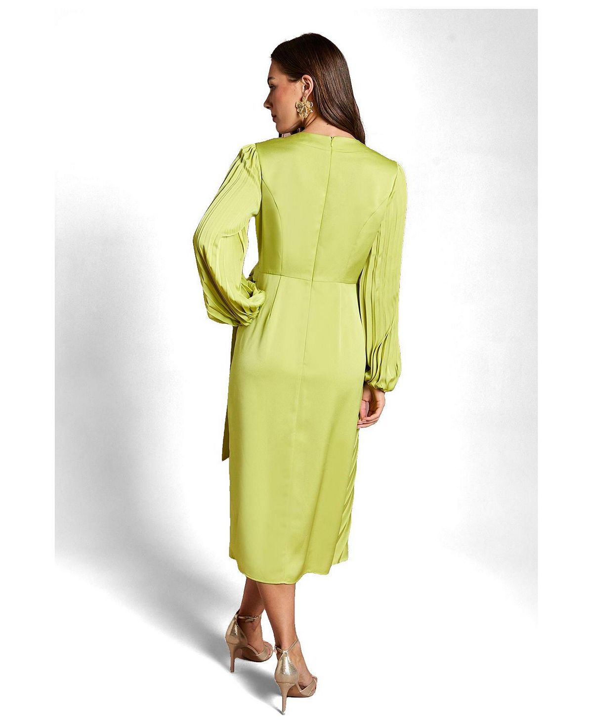 Coast Women's Satin Long Sleeve V-Neck Wrap Dress view 3 — MAYCSS fashion products