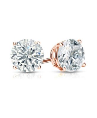  Sterling Silver Cubic Zirconia Round-Cut Classic Stud Earrings