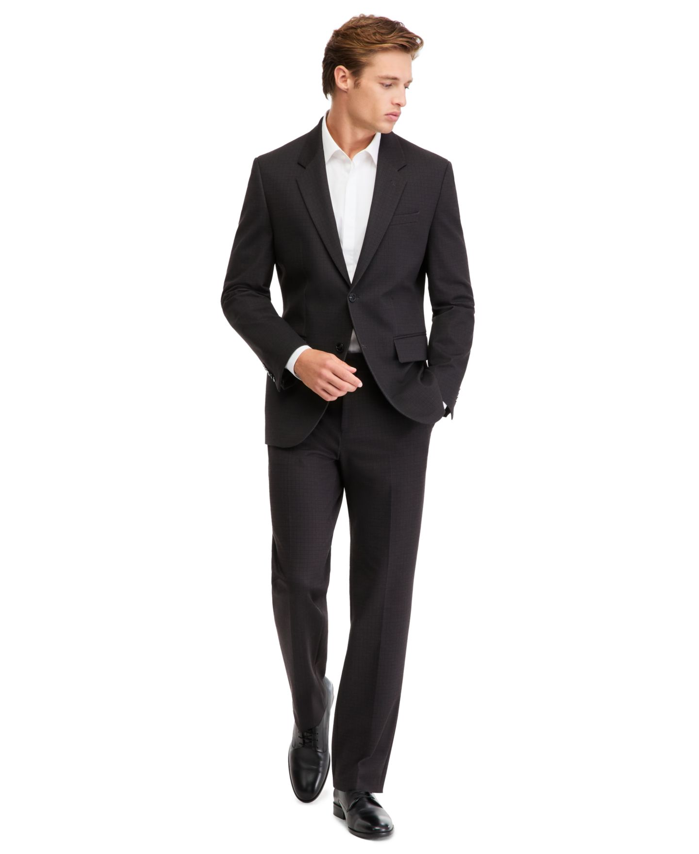 Hugo Boss Men's Modern-Fit Suit Separates, цвет: Бордовый чёрный клетчатый — фото 3
