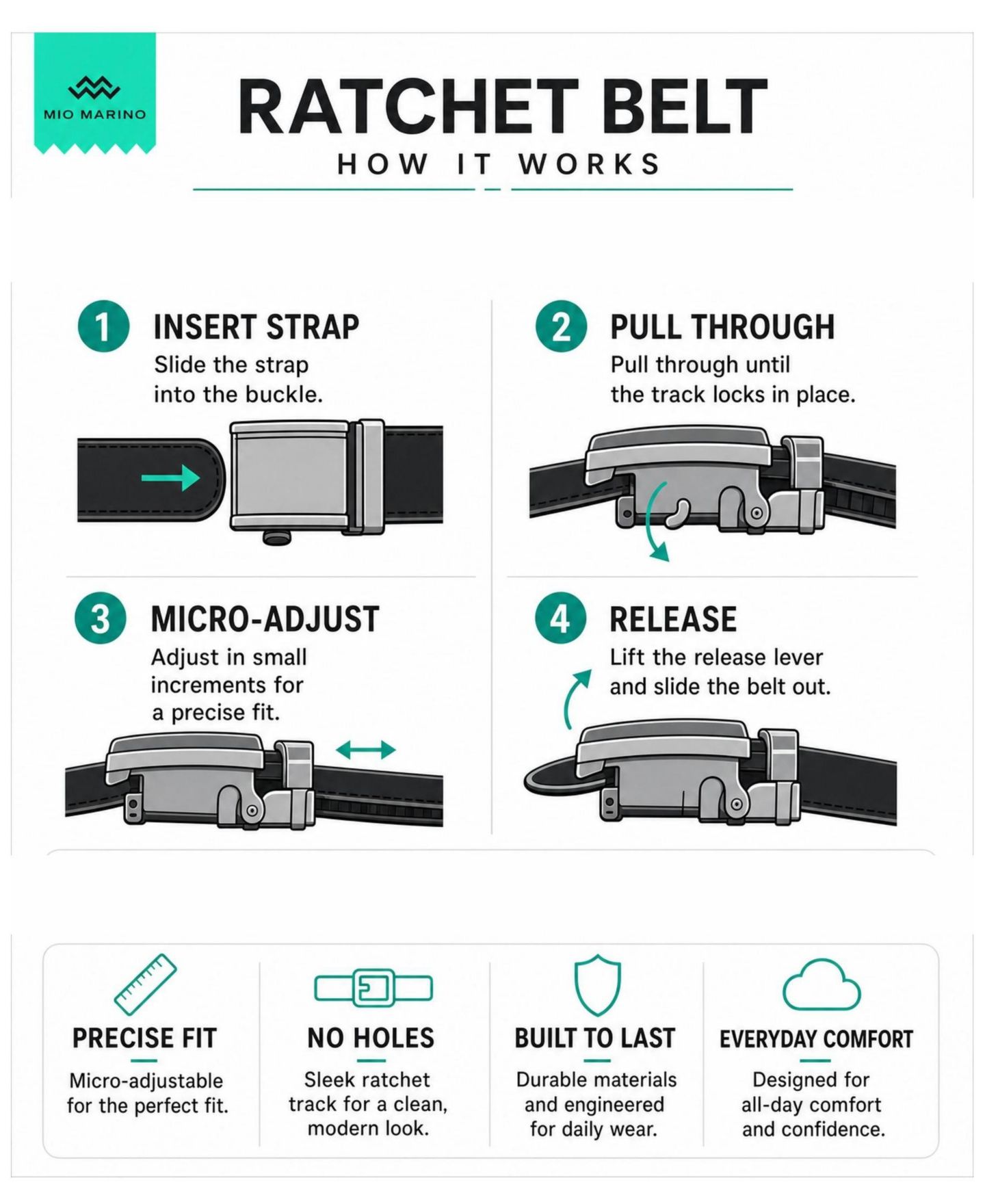 Мужской ремень Mio Marino Diagonal Weave Ratchet Belt, цвет: Hickory — фото 5
