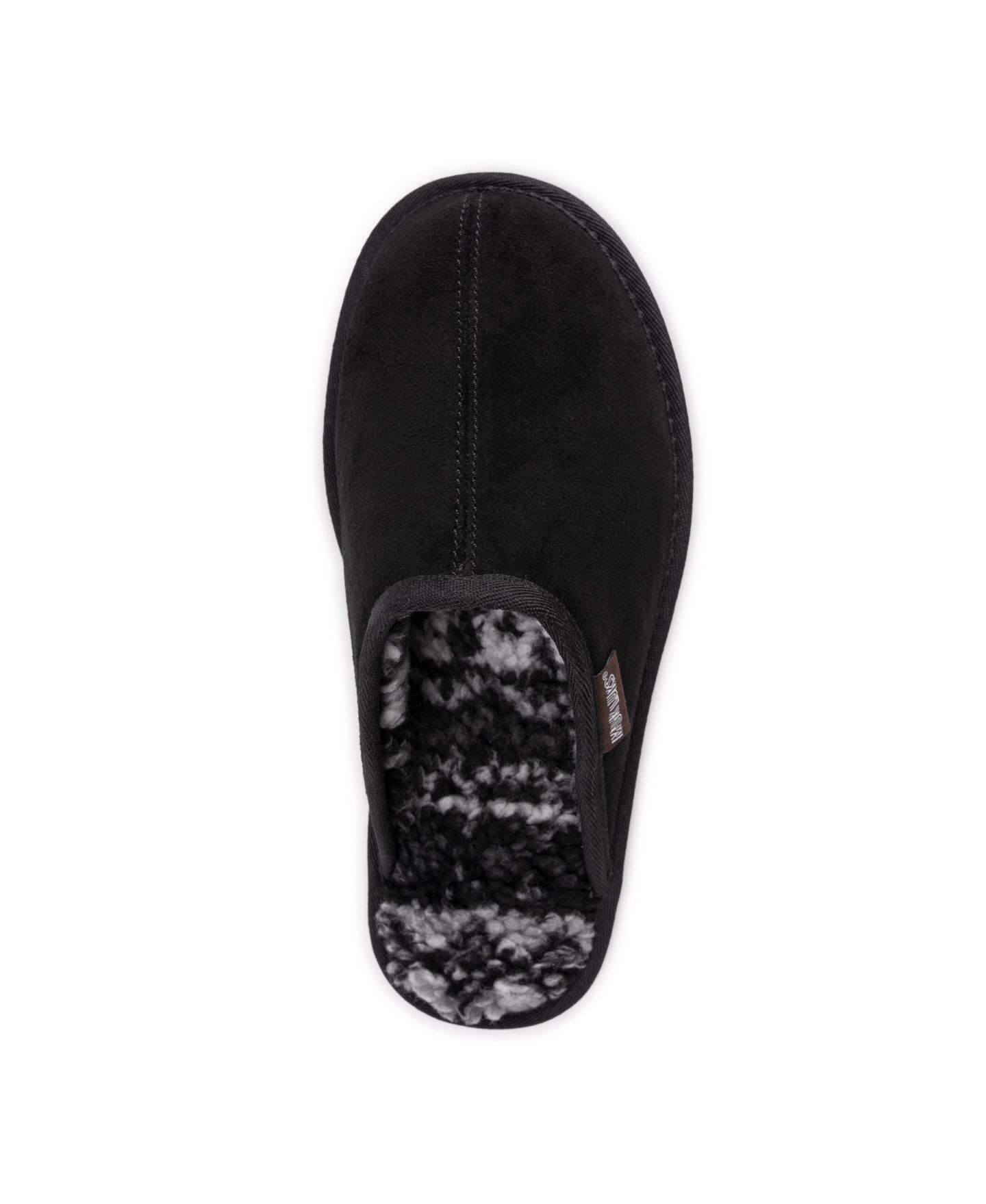 Мужские тапочки MUK LUKS Dave Printed Berber Suede Scuff Slippers, цвет: Чёрный — фото 6