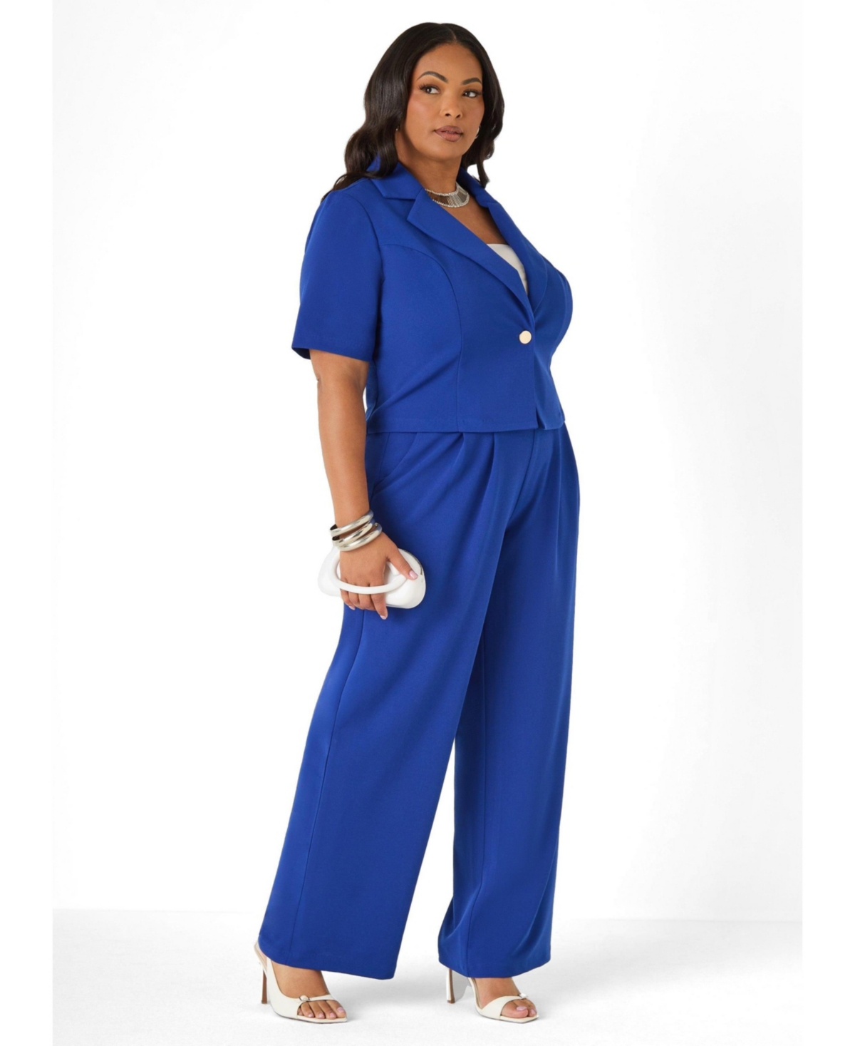Ashley Stewart Women's Cropped Crepe Blazer