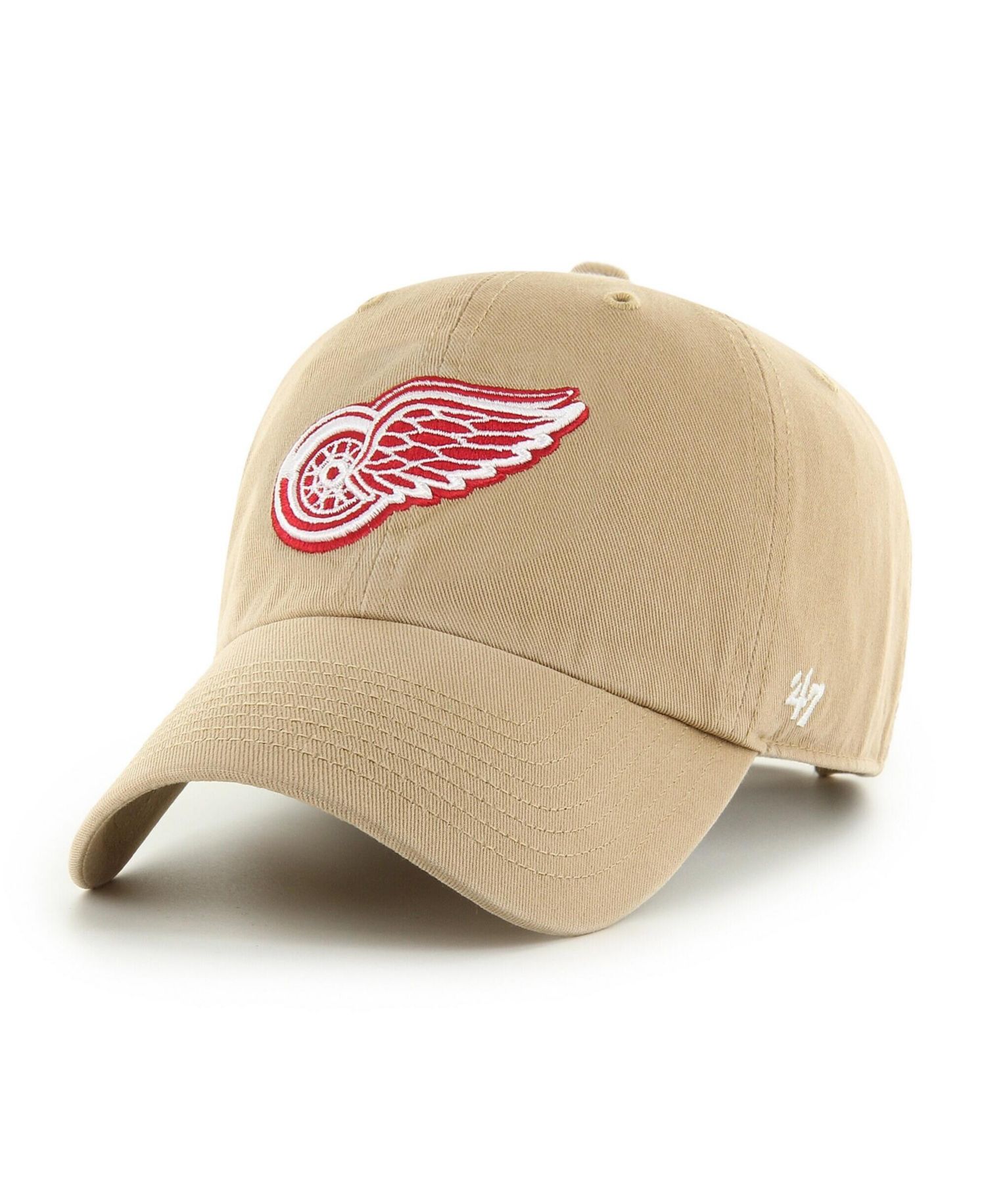 Men's Khaki Detroit Red Wings Logo Clean Up Adjustable Hat