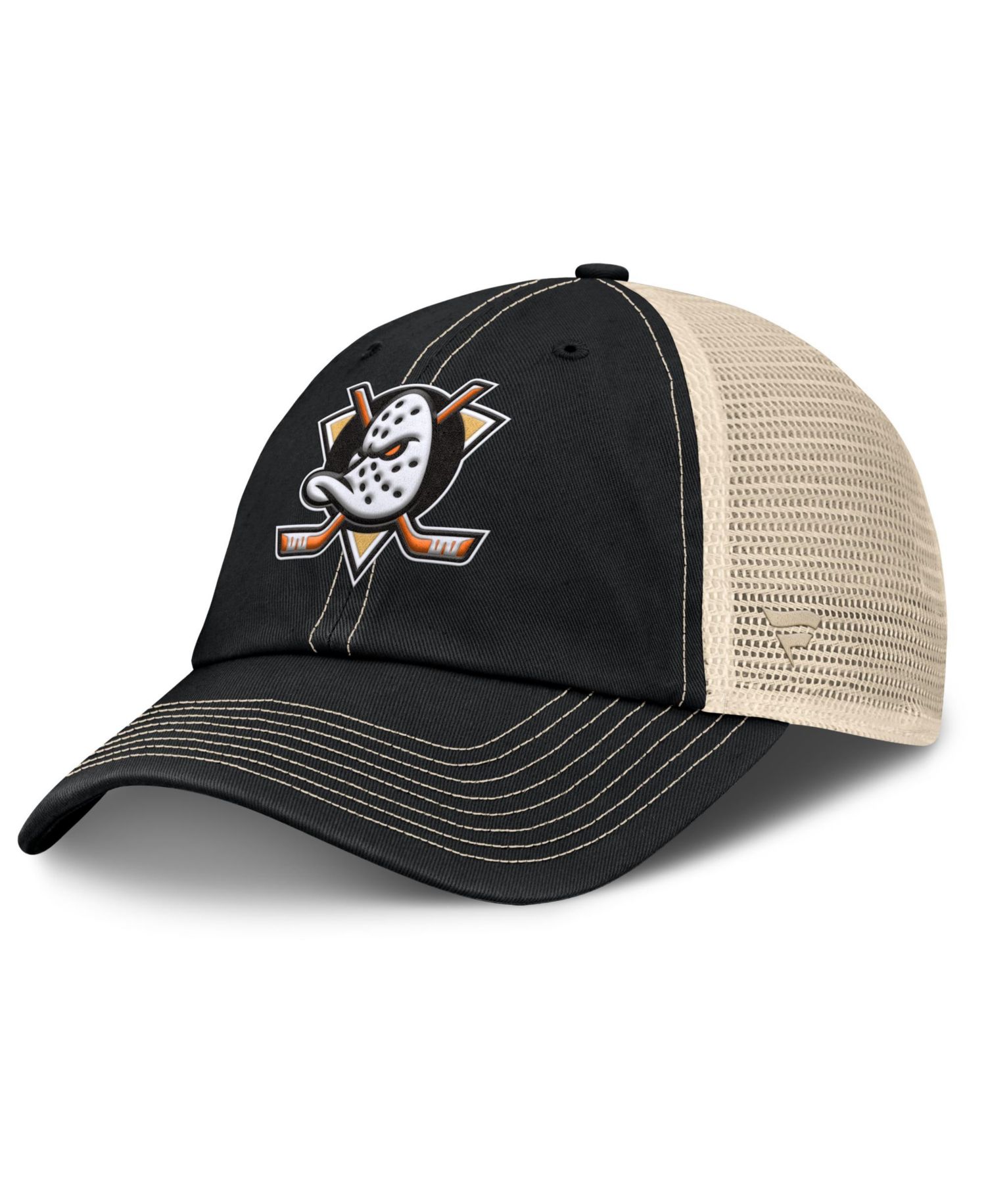 Men's Black/Natural Anaheim Ducks Rival Trucker Adjustable Hat