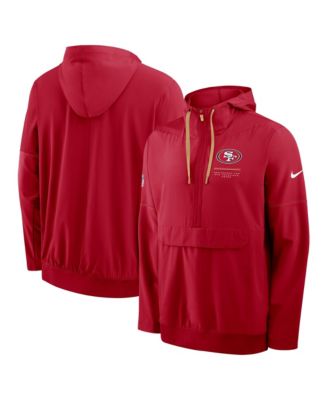 Men's Scarlet San Francisco 49ers Sideline Anorak Half-Zip Hooded Jacket