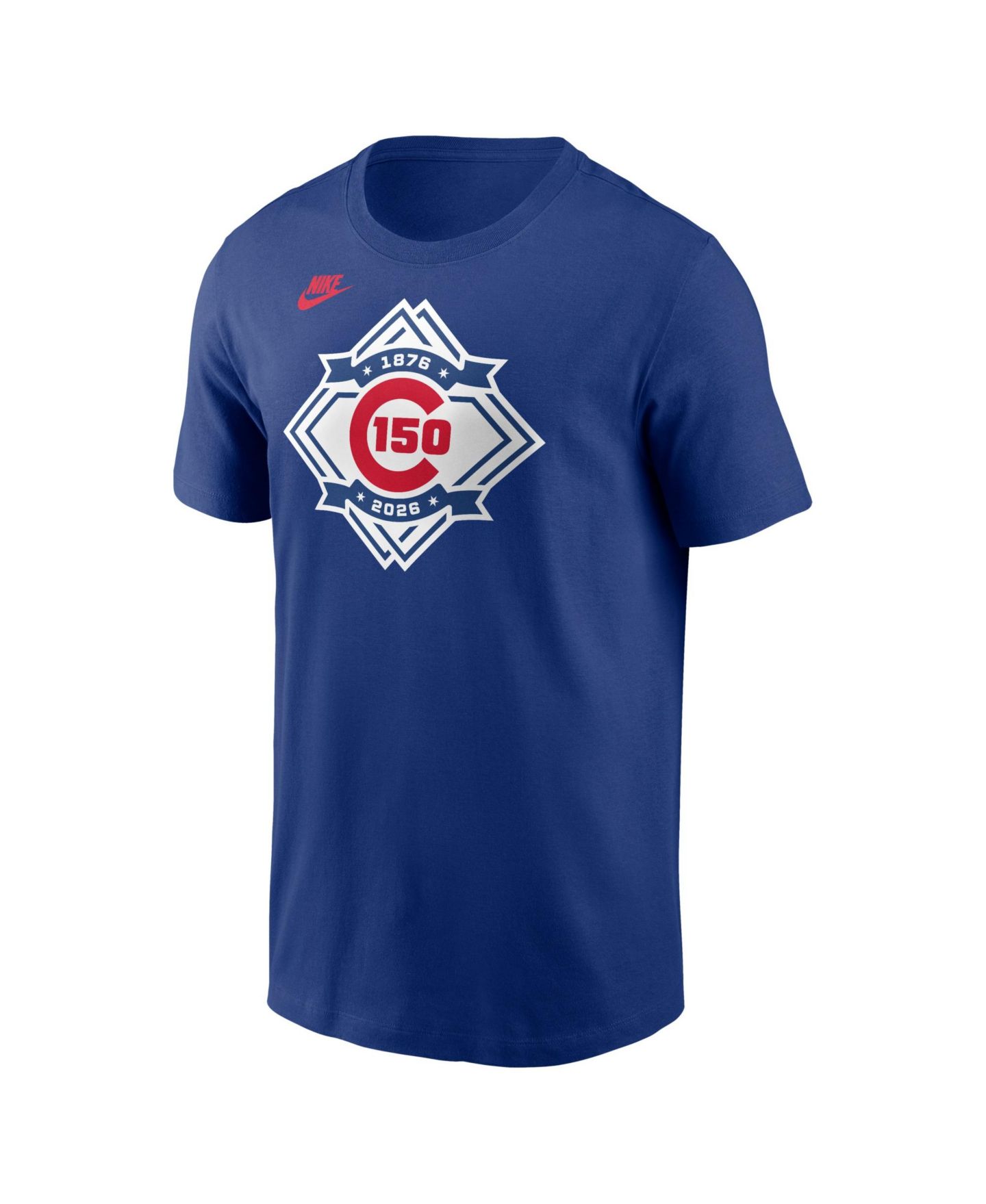 Мужская футболка Nike Heather Royal Chicago Cubs 150th Anniversary Tri-Blend — фото 2