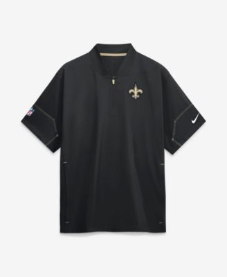 Men's Black New Orleans Saints Sideline Short Sleeve Quarter-Zip Coaches Jacket