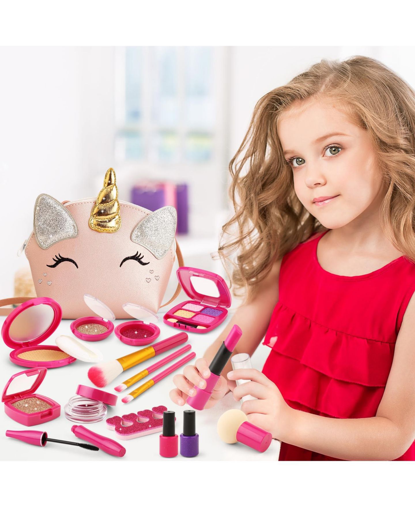 Детские игрушки GNUADZ Pretend Makeup Kit Play Set, Ages 3+, цвет: Красный — фото 3