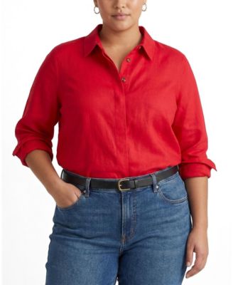 Plus Size Elbe Stretch Linen Shirt