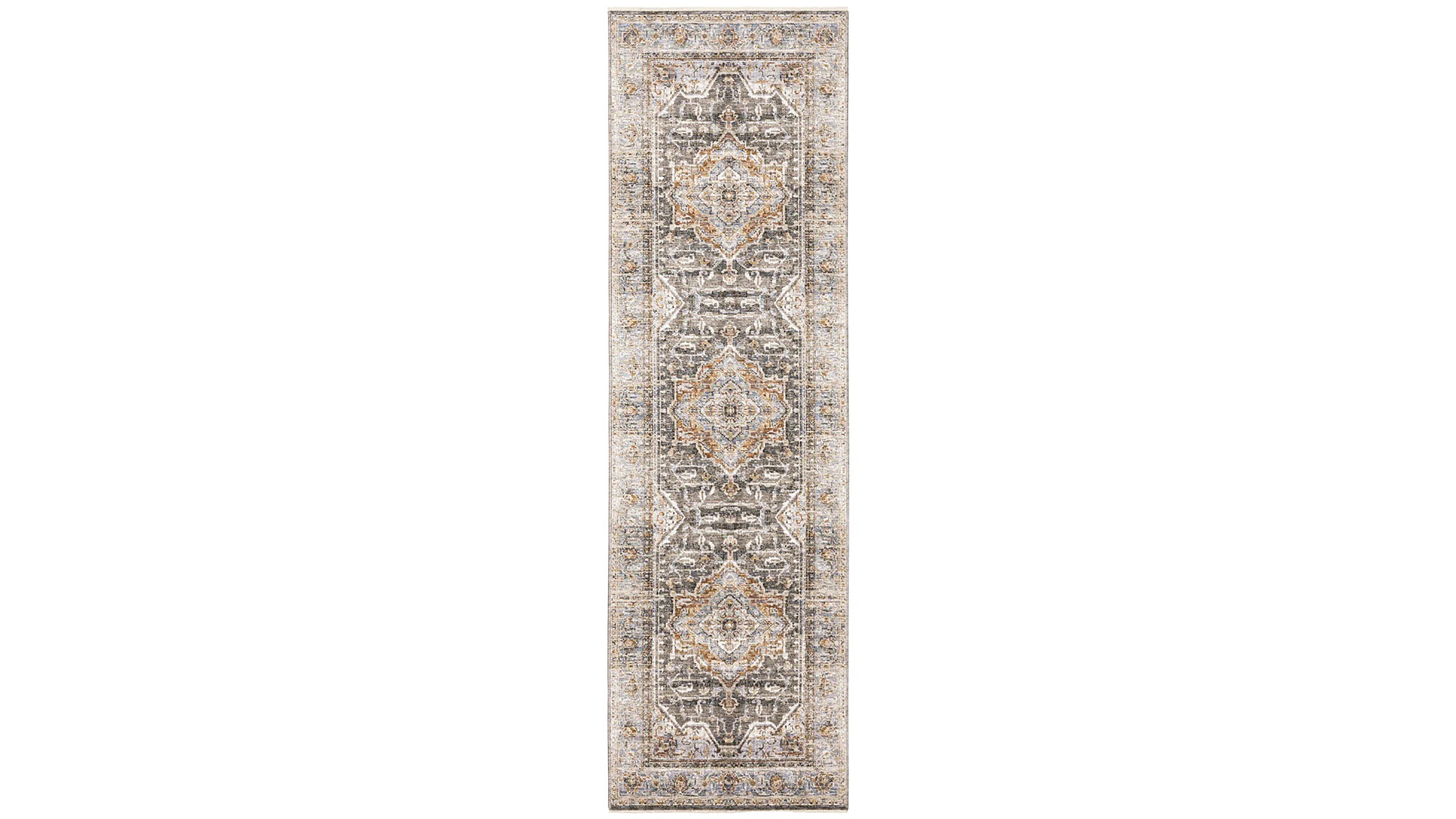 Oriental Weavers Maharaja 1803X Gray and Blue 2'3" x 7'6" Runner Rug