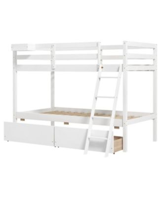 Twin Over Twin Bunk Bed with 2 Storage Drawers and Ladder