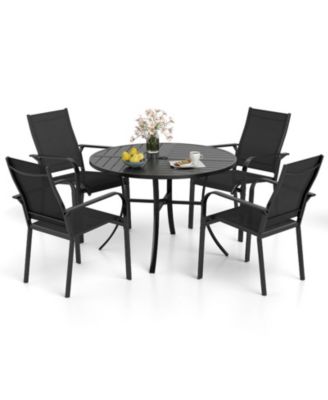 5-Piece Patio Dining Set with 42.5 in Round Metal Table and 4 Chairs