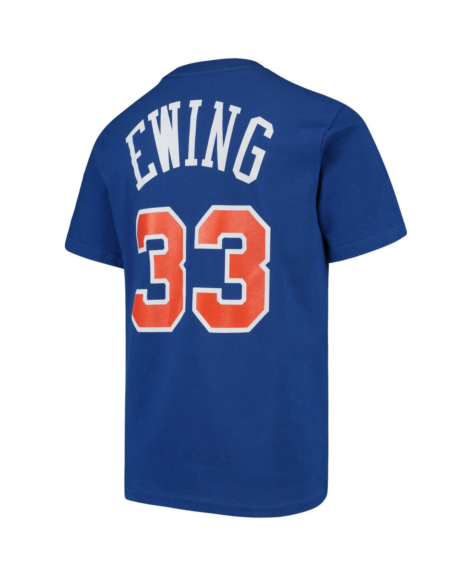 Big Boys and Girls Mitchell Ness Patrick Ewing Blue New York Knicks Hardwood Classics Name & Number T-Shirt