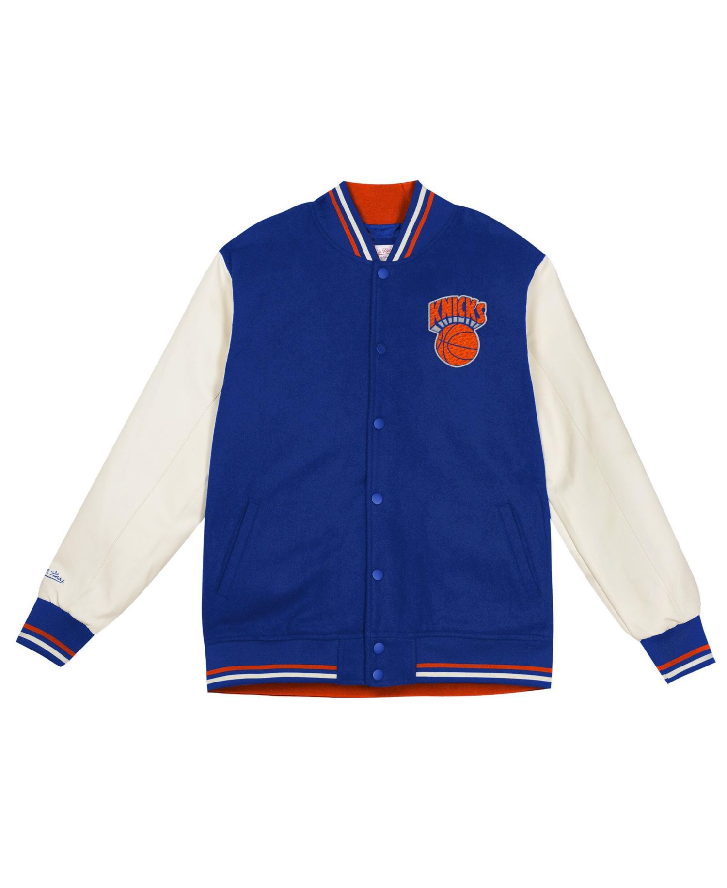 Preschool Mitchell Ness Blue New York Knicks Varsity Heavyweight Full-Snap Jacket