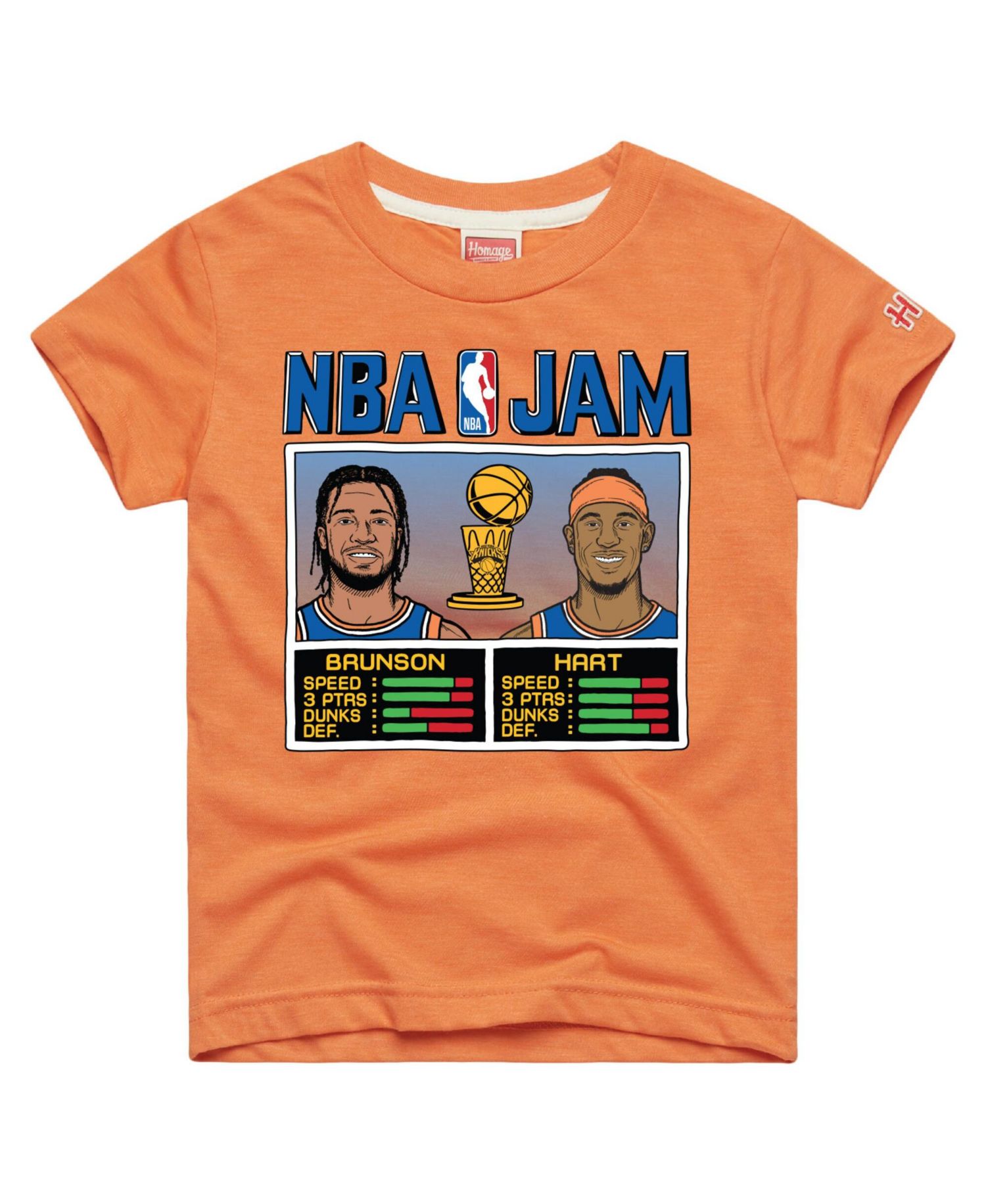 Big Boys and Girls Jalen Brunson Josh Hart Orange New York Knicks NBA Jam Tri-Blend T-Shirt