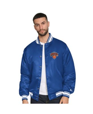 Men's Blue New York Knicks Final Buzzer Satin Varsity Full-Snap Jacket