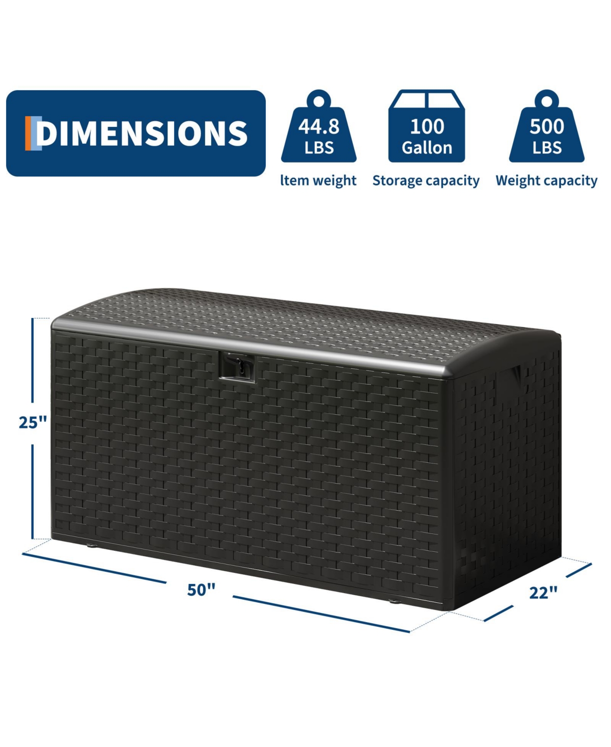 gaomon Gallon Outdoor Storage Box, Lockable Uv Resistant Storage Chest, Large Waterproof Resin Patio Storage Bin, Suitable for Patio