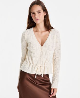 Petite Pointelle V-Neck Sweater