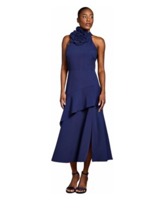 Women's Corsage High Neck Midi Dress