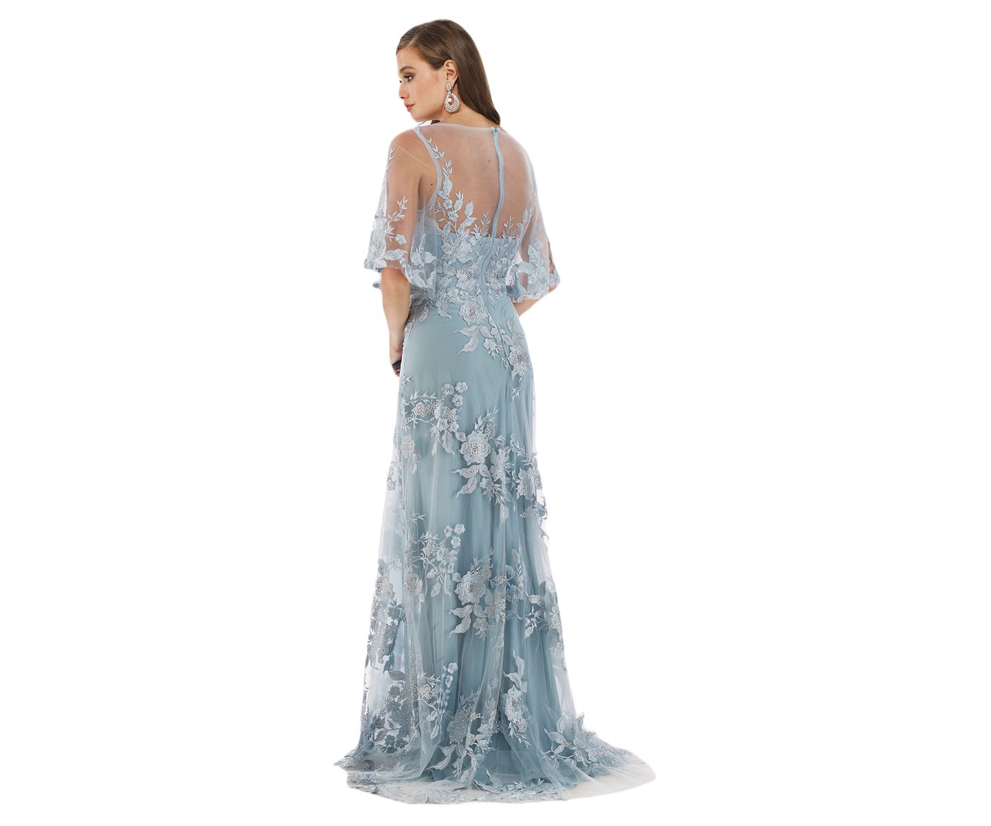 Женские платья Lara Cape Sleeves A-line Lace Gown, цвет: Сумеречный — фото 3