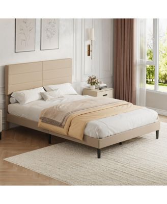 Upholstered Platform Bed Frame, Linen Bed Frame with Adjustable Headboard and 800 Lb Capacity for Bedroom