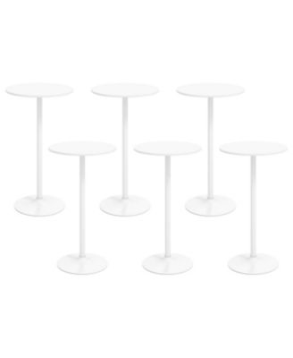 Set of 6 Round Bar Table with Adjustable Height and Metal Base Modern Cocktail Table