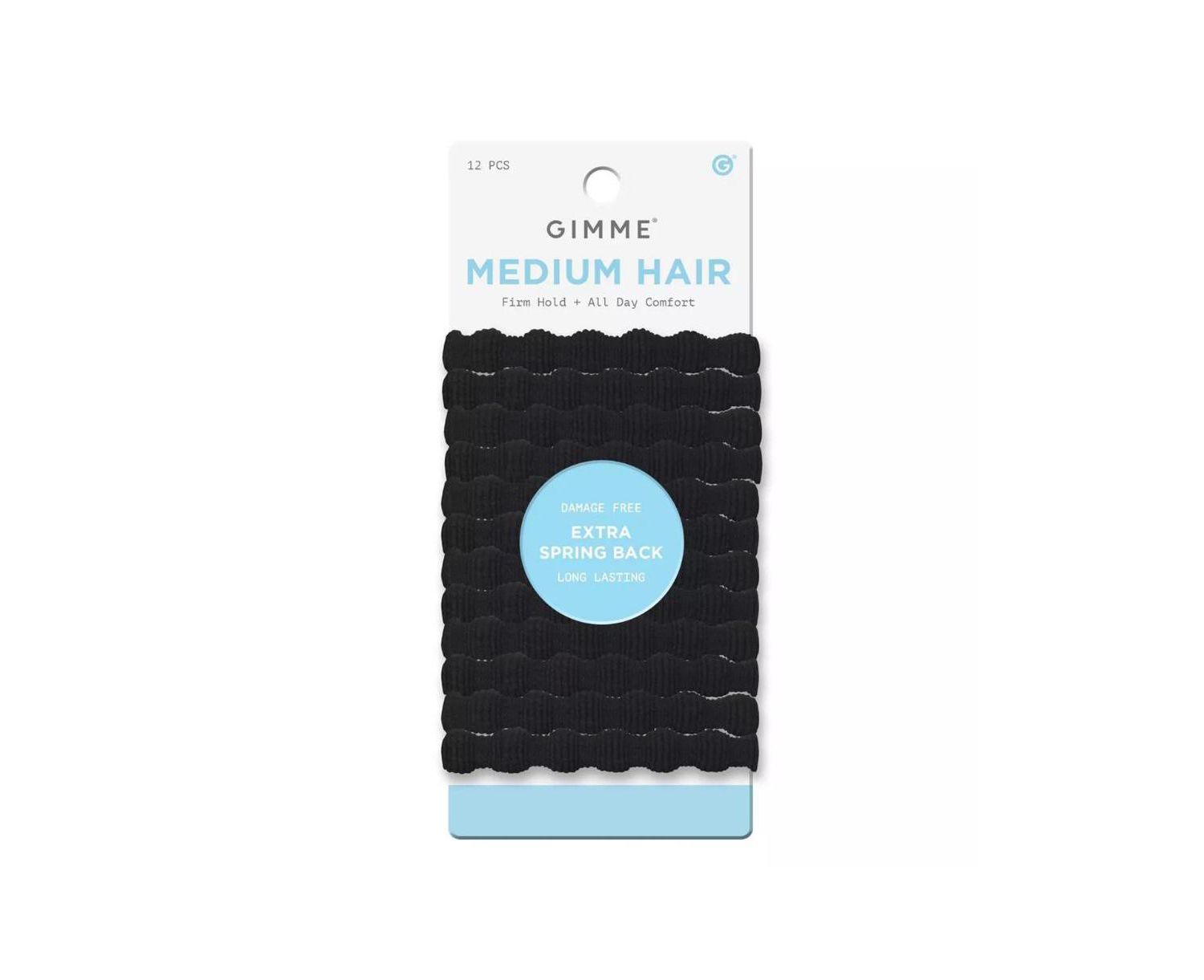Spring Back Hair Bands - No-Snag Elastic Bands for Medium Hair - Gentle Ponytail Holders - 12 Pack