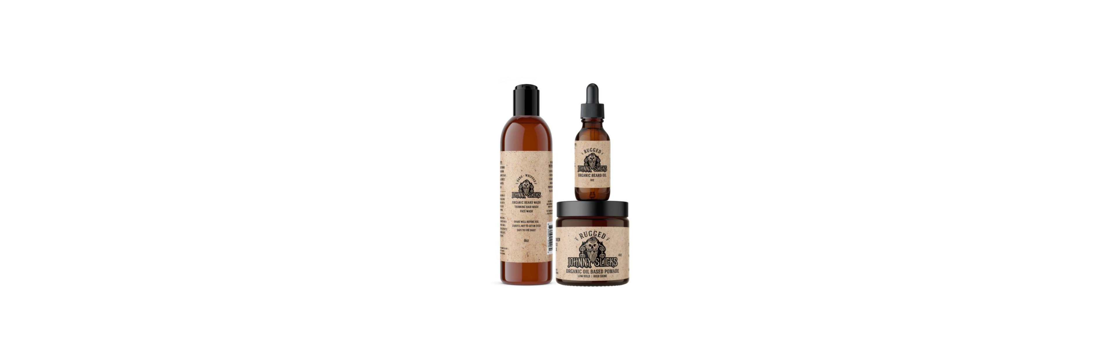 Johnny Slicks Thinning Hair Kit | Oil Based Pomade, Beard Oil and Beard Wash | Rugged Scent