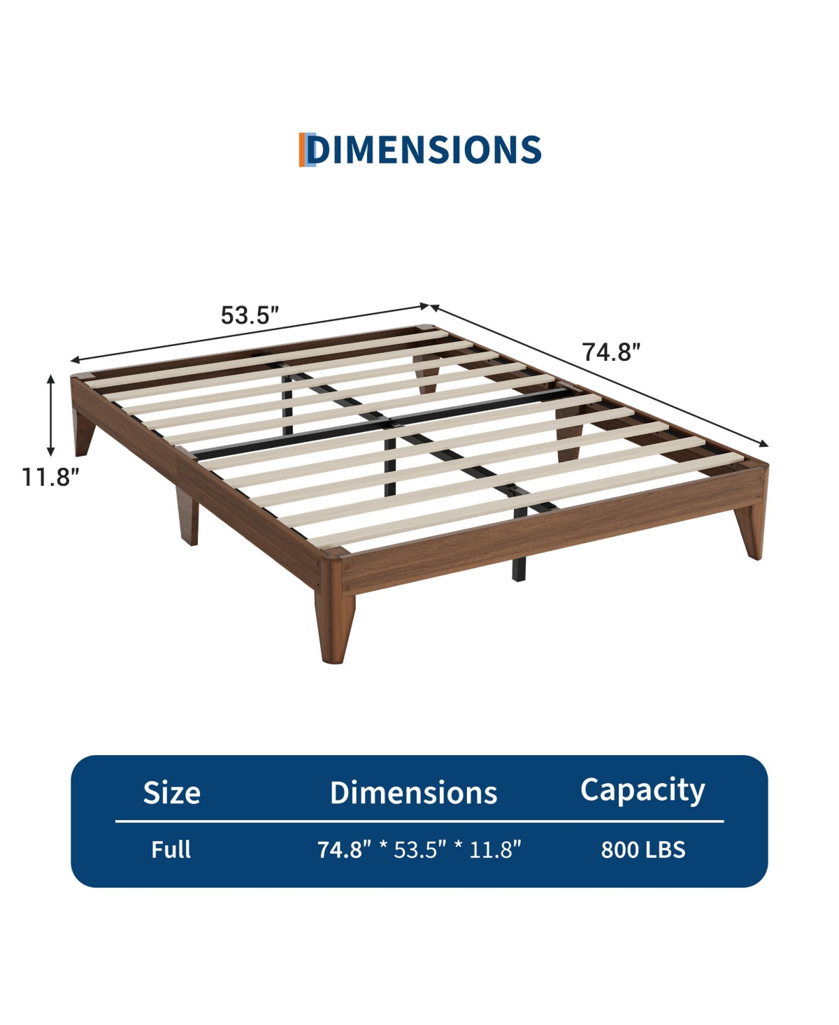 homfan Wood Platform Bed - Noise-Free Design with Metal and Wood Slat Support, No Box Spring Needed