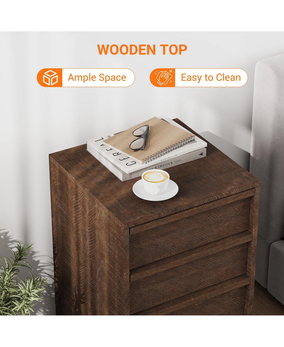 homfan Rolling File Cabinet with 3 Drawers Wood Mobile Filing Cabinet for Home Office, Under Desk Printer Stand with Wheels and 2 Locking Casters