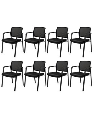 8-Pack Office Conference Chair Set Mesh Guest Reception Stack Chairs with Caster Wheels