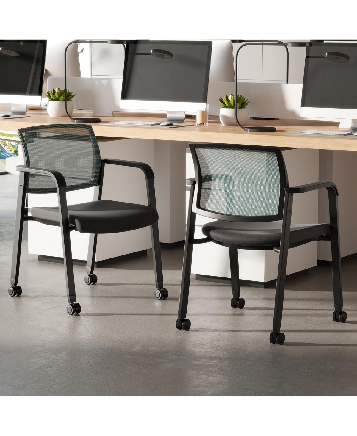 Gymax Piece Conference Chairs Stackable Office Guest Mesh Chair Waiting Room Wheels
