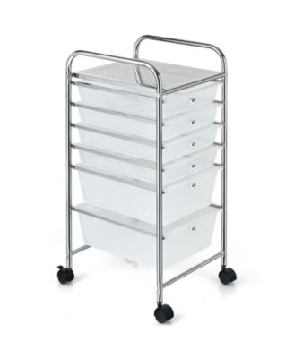 6-Drawer Rolling Storage Cart Organizer Clear Drawers Casters
