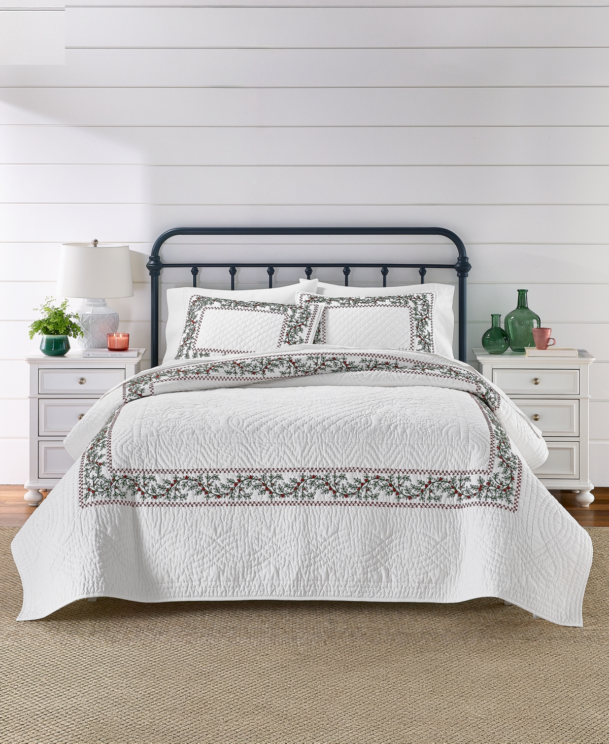 Charter Club Festive Frame Quilted 3-Piece Quilt Set, King, Macy's Exclusive