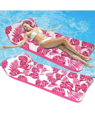 Inflatable Pool Float Mat 73"x34" Adult Lounger Float with Headrest Pool Lounge Chair Floating