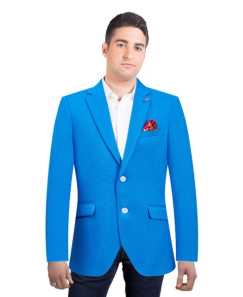 Мужской пиджак Elie Balleh Slim Fit Solid Blazer Sports Coat, цвет: Королевский синий