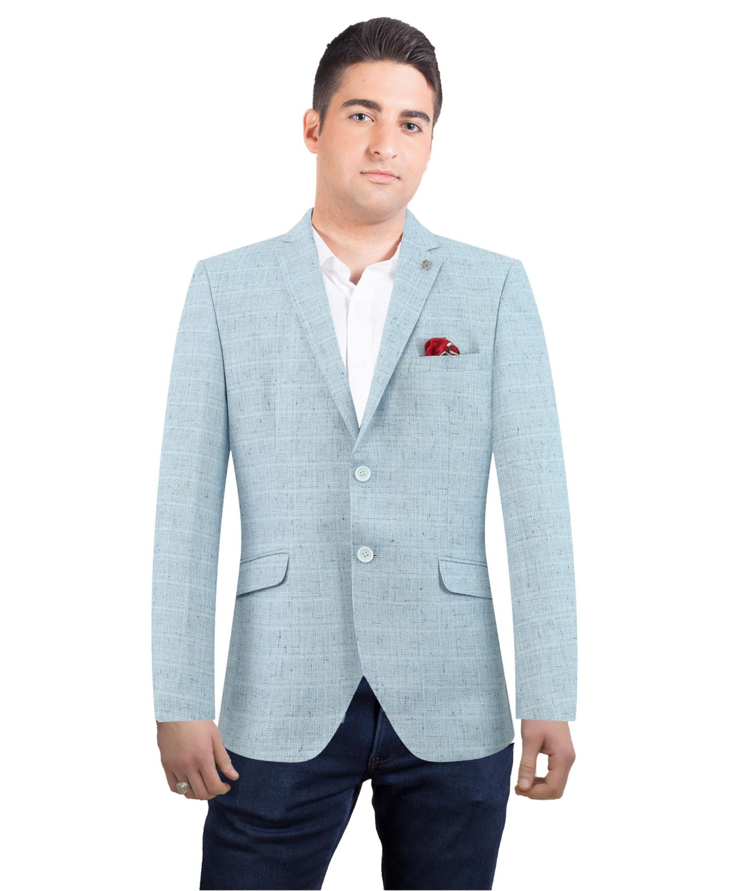 Мужская куртка Elie Balleh Slim Fit Solid Blazer Sports Coat, цвет: Синий — фото 1