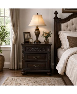 28" Width Solid Wood 3-Drawer Nightstand
