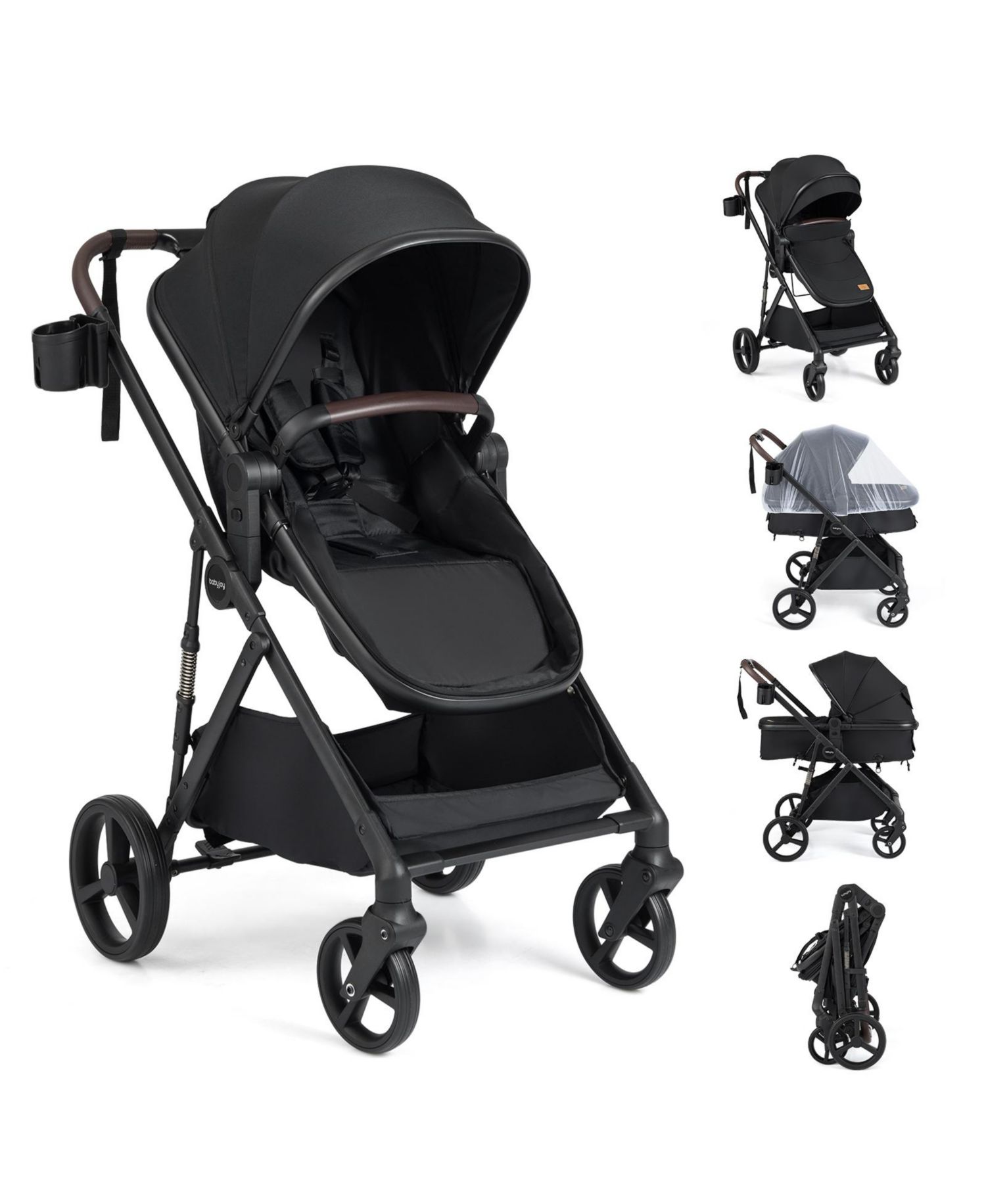 2 in 1 Baby Stroller with Bassinet Mode with Reversible Seat Adjustable Canopy