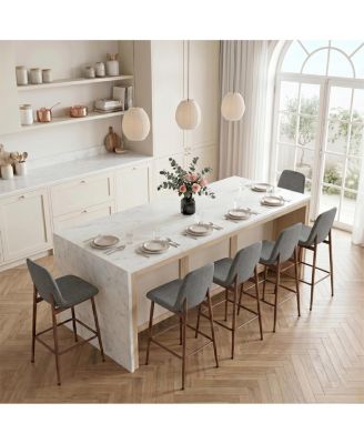 Set of 6 Counter Height Stools with Back Seat, Metal Legs