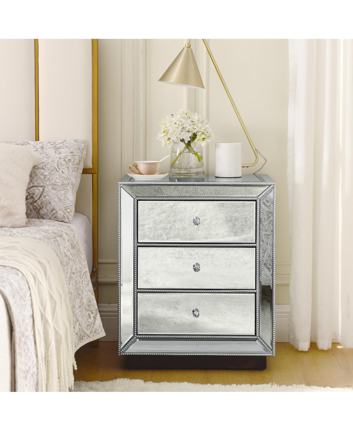 Streamdale Furniture Three drawer cabinet with bead mirror finish