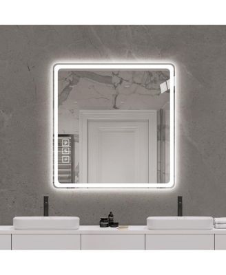 36" x 36" LED Bathroom Vanity Mirror, Square Wall Mounted Lighted Mirror with Anti-Fog and Dimmable Lights