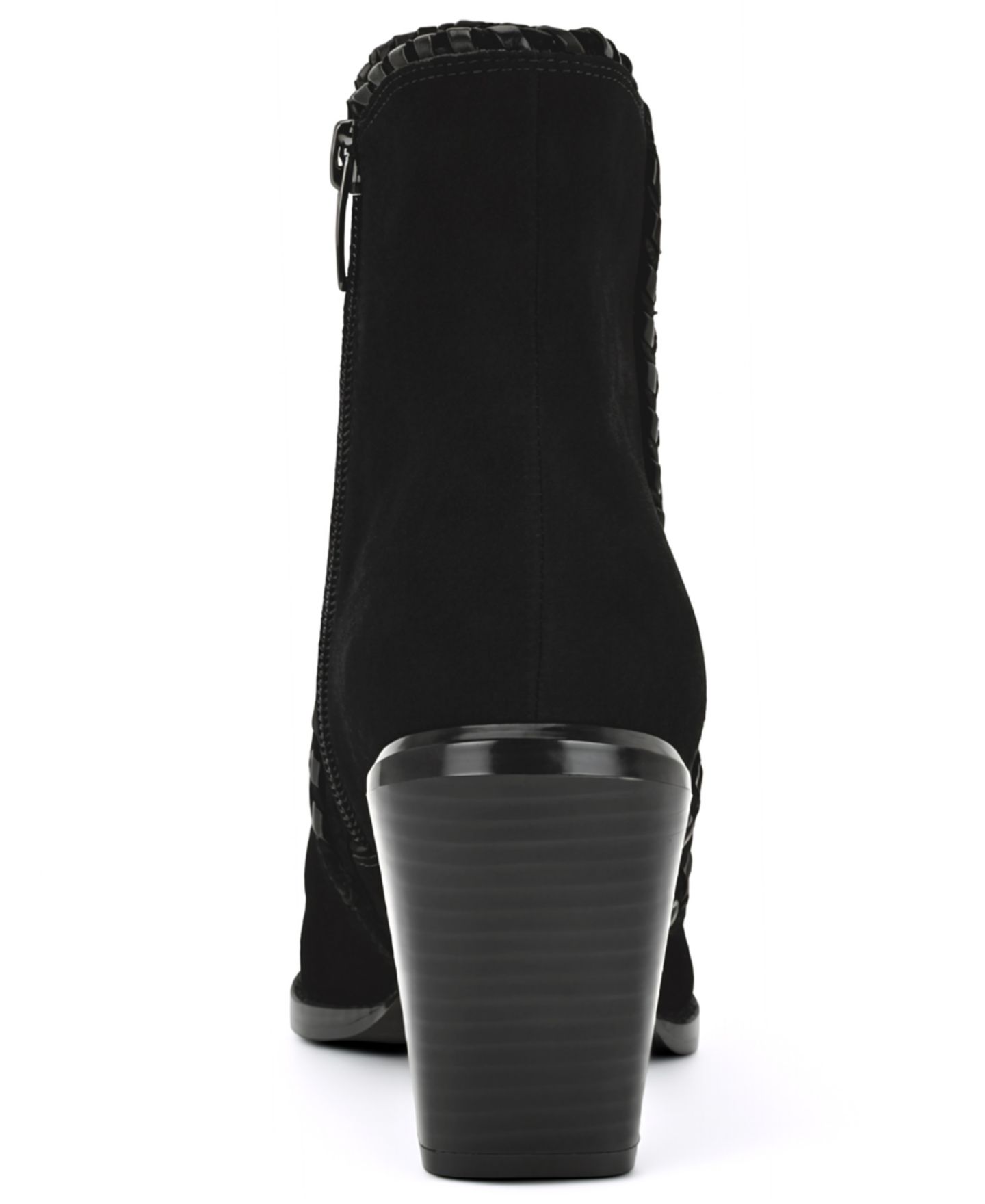 Женские ботинки Nine West Raxton Suede Whipstitch Block Heel Booties, цвет: Чёрный замшевый — фото 3