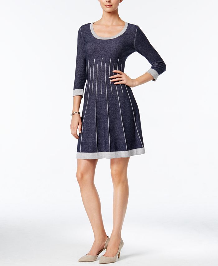 Nine West Fit & Flare Sweater Dress - Macy's