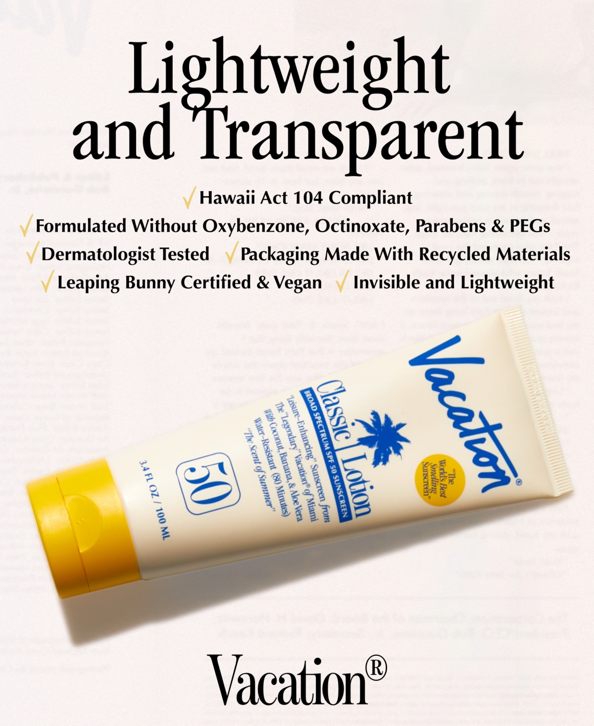 Vacation Classic Lotion Spf 50 Sunscreen, 3.4 oz.