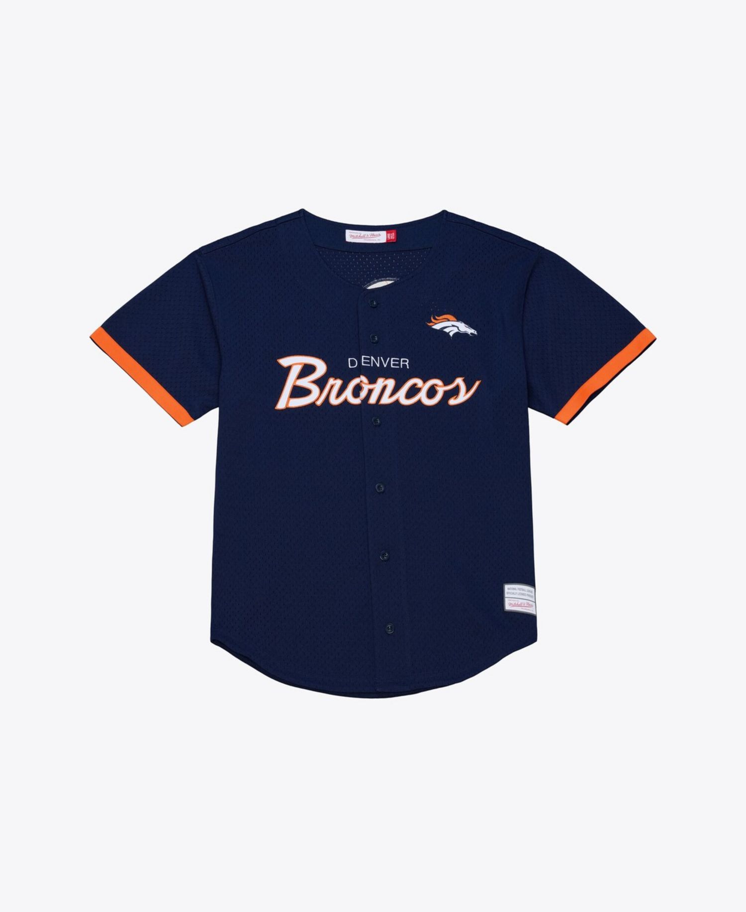 Men's Navy Denver Broncos Head Coach Mesh Full-Button Fashion Jersey
