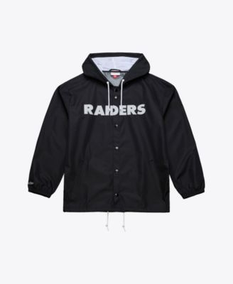 Men's Black Las Vegas Raiders Coaches Full-Snap Hooded Windbreaker Jacket