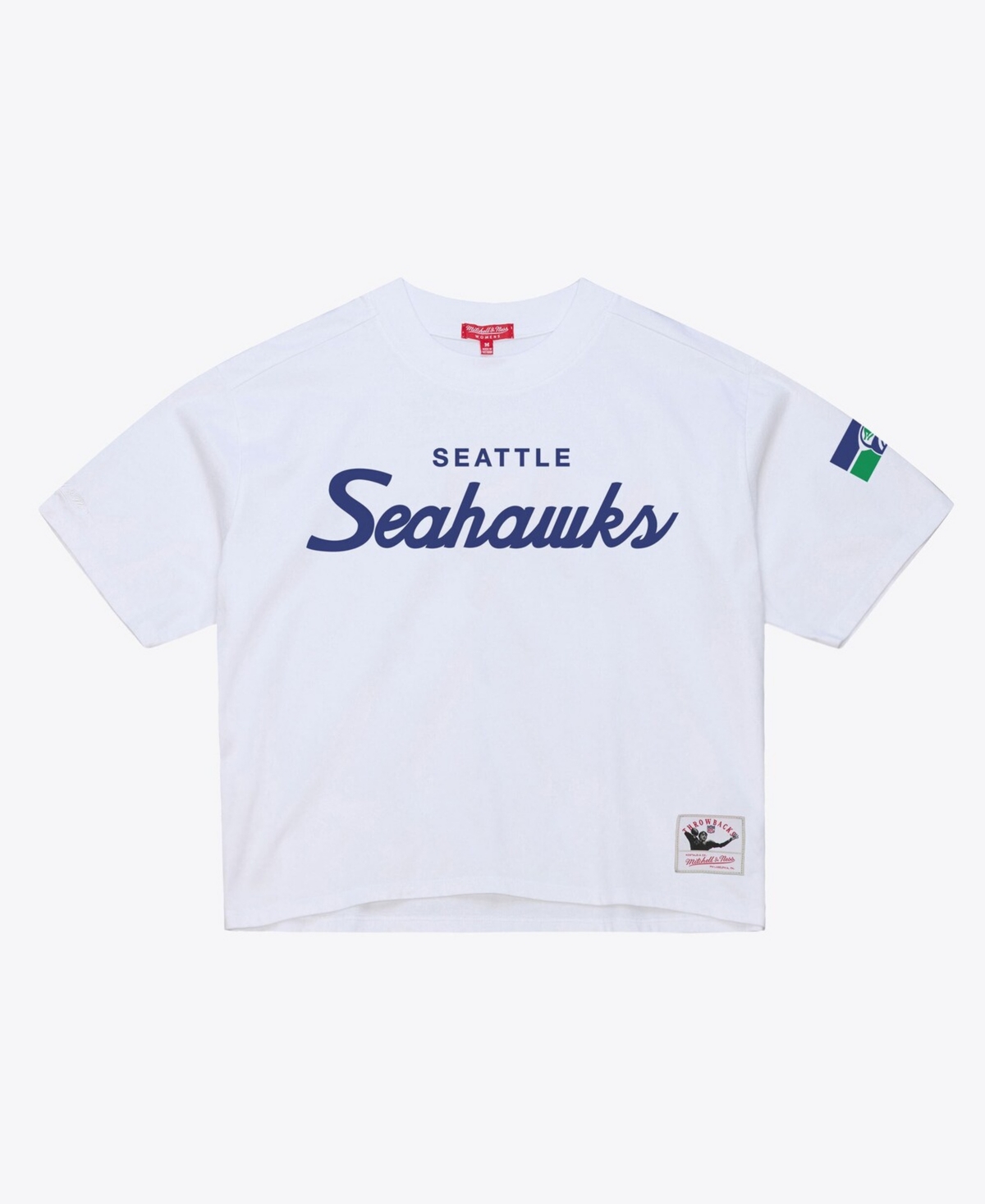 Mitchell & Ness Women's White Seattle Seahawks Head Coach Cropped T-Shirt