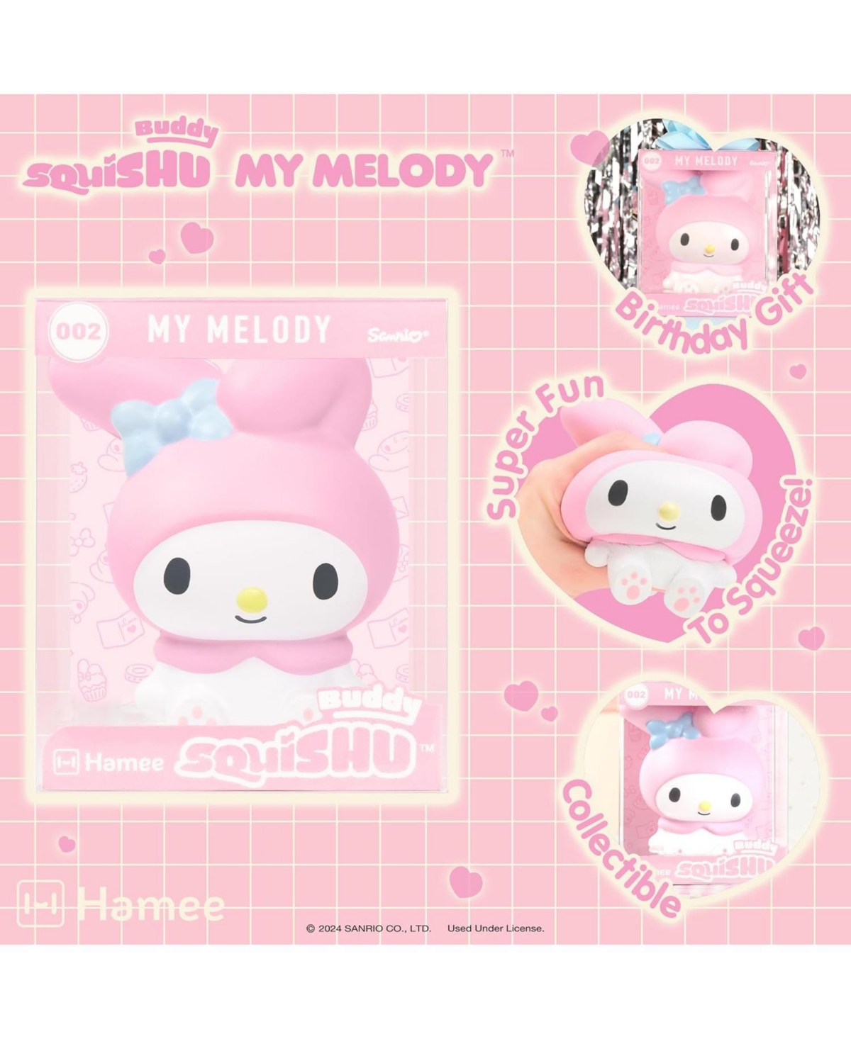 Hamee Squishy Buddy Toy Sanrio Characters Figure Slow Rising Cute Birthday Gift, Stress Relief, Collectible Deskterior Play Doll - Hello Kitty